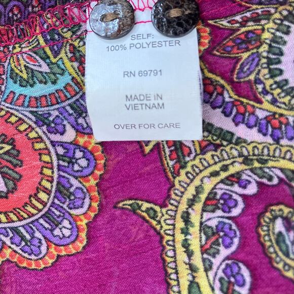 Anthropologie floral paisley bohemian blouse Fig and flower oversize chiffon top - Picture 7 of 9